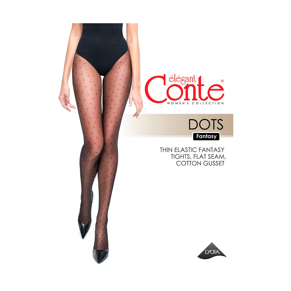 Фантазійні жіночі колготки Conte elegant Fantasy Dots 20 DEN, Nero, розмір 4