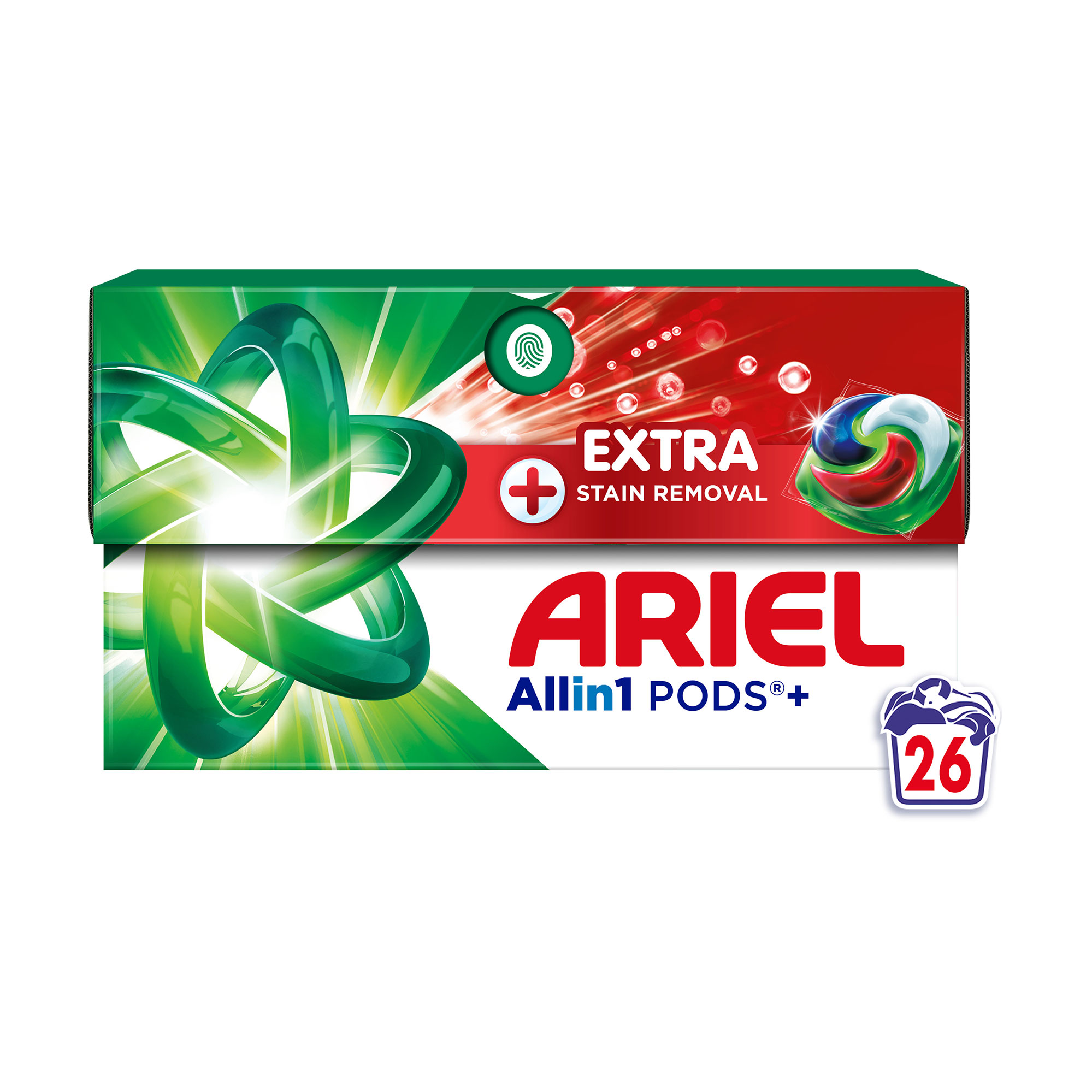 Капсули для прання ARIEL Pods+ All-in-1 Extra Stain Removal Все-в-1, Екстрасила виведення плям, 26 циклів прання, 26 шт