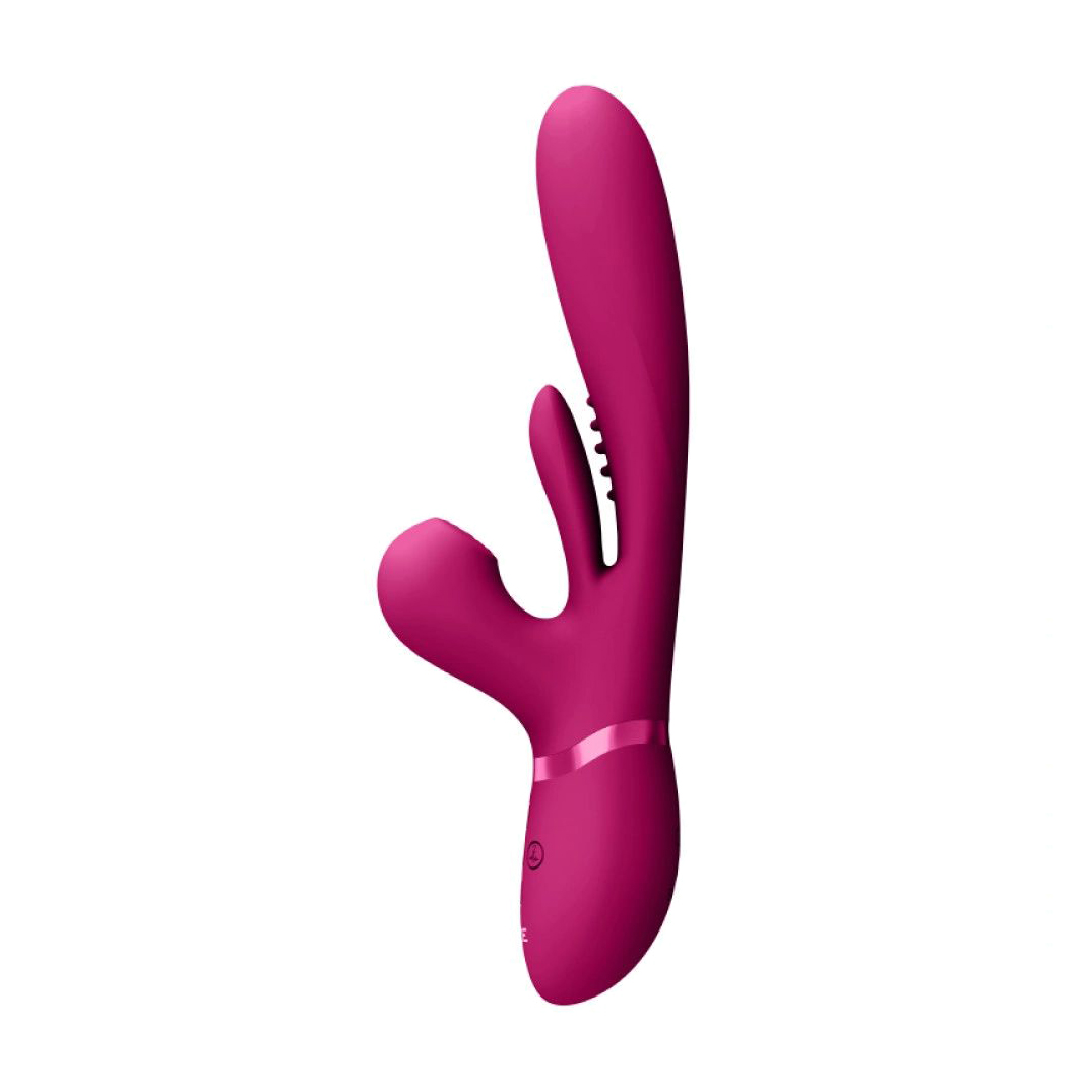 Вібратор-кролик Vive Kura Tongue & Pulse Wave Stimulator G-Spot Vibrator Рожевий, 1 шт