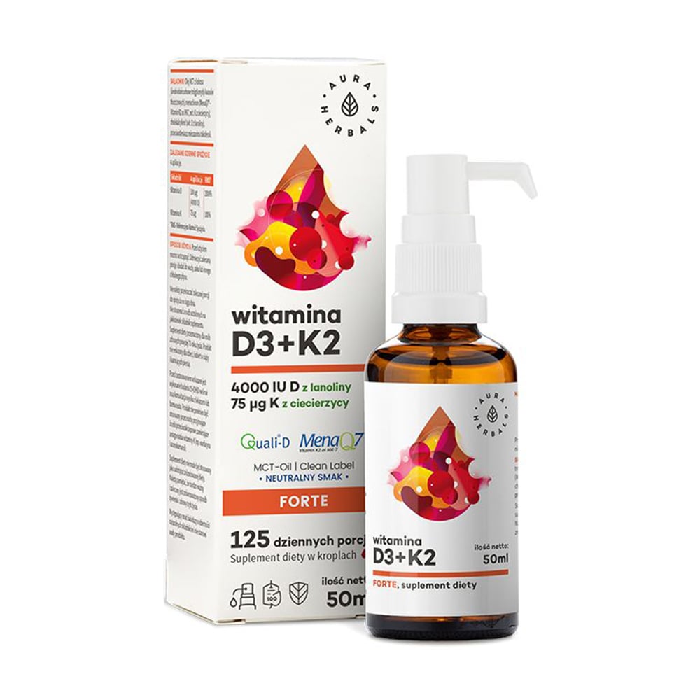 Вітамін Д3 та K2 Aura Herbals Vitamin D3 + K2, в рідині, 50 мл